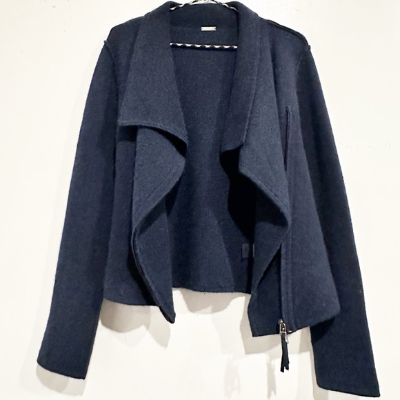 Margaret O’Leary St. Bridgette Moto Cashmere Jacket in Navy Size Medium - Picture 3 of 8